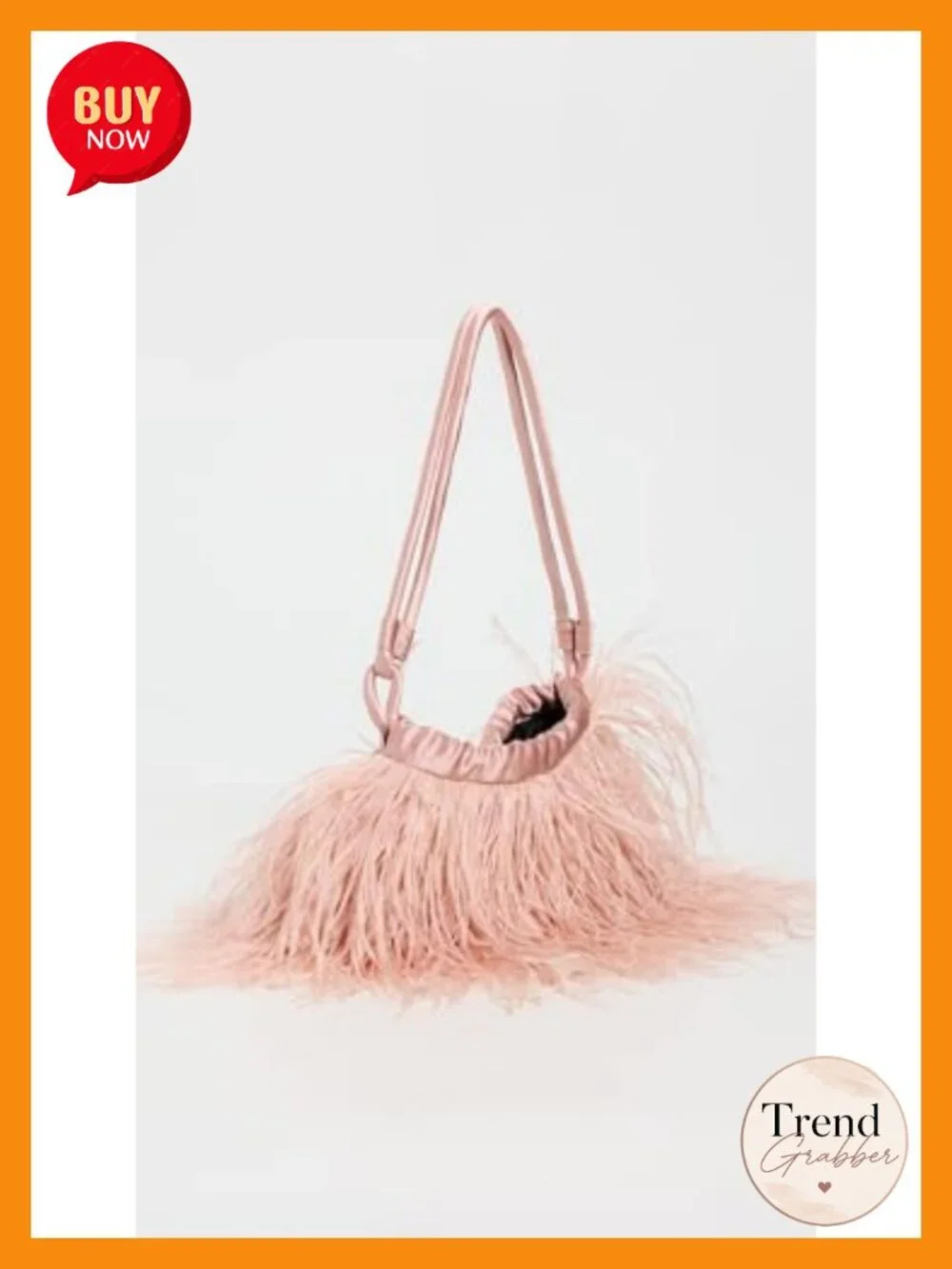 Feather Shoulder Bag with Adjustable Satin Straps
